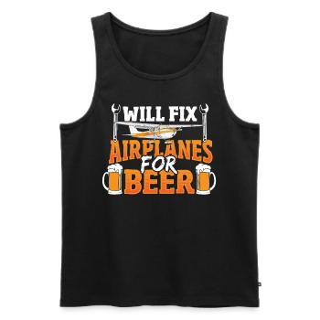 Will Fix Airplanes For Beer Aircraft Mechanic - Men's Premium Organic Tank Top - black - Front - Michal (187cm)