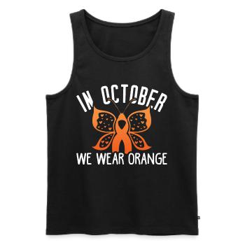 In October We Wear Orange For ADHD Awareness Month - Men's Premium Organic Tank Top - black - Front - AI Model Male 178 light (178cm)