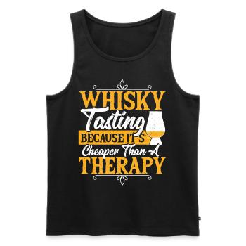 La dégustation de whisky est moins chère qu’une thérapie - Débardeur bio Premium Homme - noir - Devant - AI Model Male 178 light (178cm)