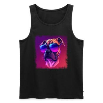 Dog Cartoon Boxer Design for Dog Lovers - Men's Premium Organic Tank Top - black - Front - AI Model Male 178 light (178cm)