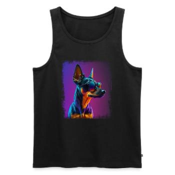 Chiens Cartoon Miniature Pinscher Design Dog Lovers - Débardeur bio Premium Homme - noir - Devant - AI Model Male 178 light (178cm)