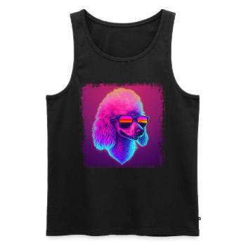 Dog Cartoon Poodle Design pour les amoureux des chiens - Débardeur bio Premium Homme - noir - Devant - Michal (187cm)