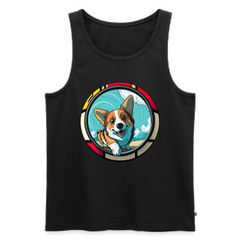 Chiens CartoonWelsh Corgi Design pour les amoureux des chiens - Débardeur bio Premium Homme - noir - Devant - AI Model Male 178 light (178cm)