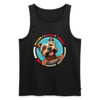 Chiens Dessin animé Yorkshire Terrier Design - Débardeur bio Premium Homme - noir - Devant - AI Model Male 178 light (178cm)