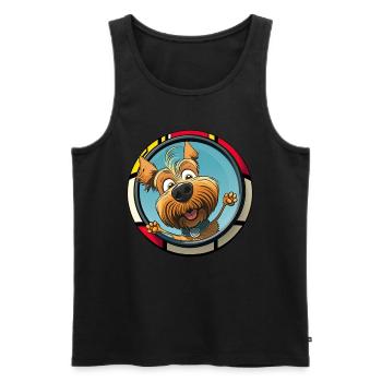 Chiens Dessin animé Yorkshire Terrier Design - Débardeur bio Premium Homme - noir - Devant - AI Model Male 178 light (178cm)