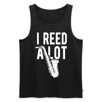 I Reed A Lot Funny For Saxophone Jazz Musician - Männer Premium Bio Tank Top - Schwarz - Vorne - AI Model Male 178 light (178cm)