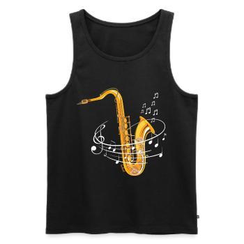 Saxophonist Colorful Music Notes For Saxophone Pla - Men's Premium Organic Tank Top - black - Front - AI Model Male 178 light (178cm)