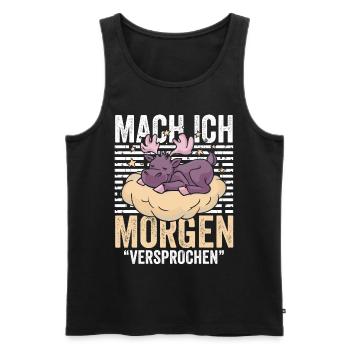 Mach ich Morgen Versprochen - Männer Premium Bio Tank Top - Schwarz - Vorne - AI Model Male 178 light (178cm)