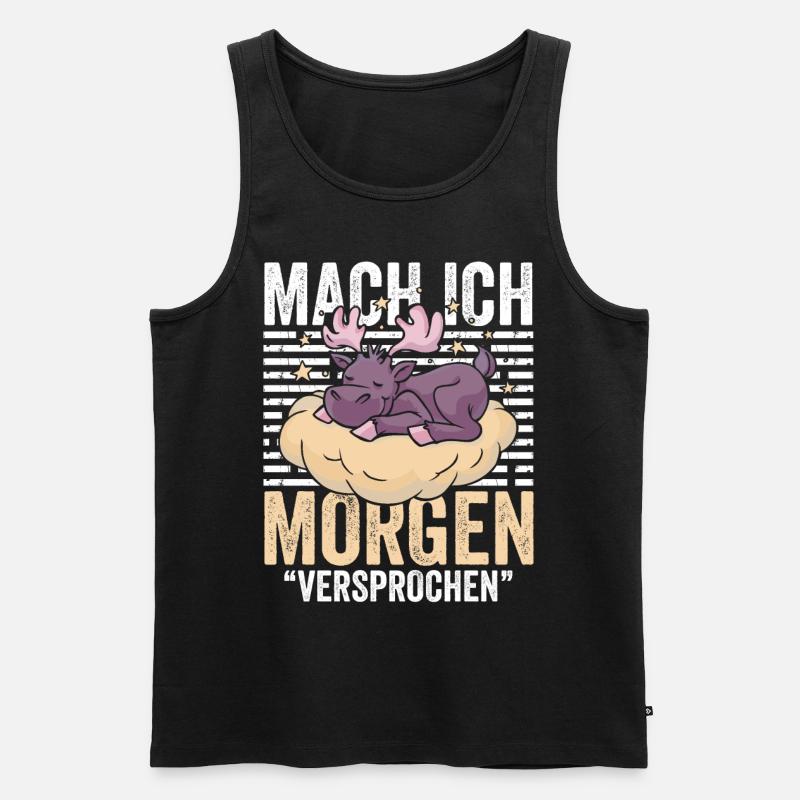 Mach ich Morgen Versprochen - Männer Premium Bio Tank Top - Schwarz