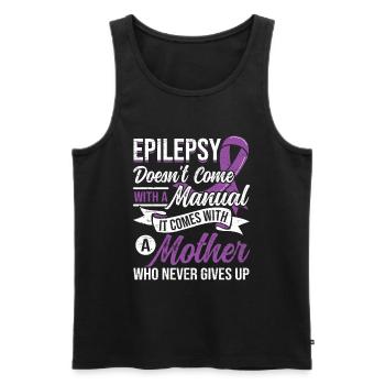 Maman Épilepsie Ruban violet Épilepsie épileptique - Débardeur bio Premium Homme - noir - Devant - AI Model Male 178 light (178cm)