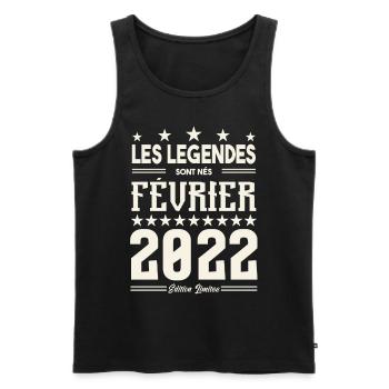 cadeau d'anniversaire Février 2022. février 2022. - Débardeur bio Premium Homme - noir - Devant - AI Model Male 178 light (178cm)