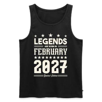 Geschenklegende Februar 2027. Geschenk Februar 2027. - Männer Premium Bio Tank Top - Schwarz - Vorne - AI Model Male 178 light (178cm)
