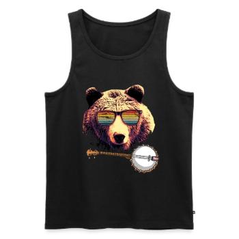 Banjo Shirts For Men Bluegrass Appalachia Folk - Men's Premium Organic Tank Top - black - Front - AI Model Male 178 light (178cm)