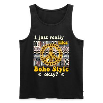 Hippie Peace Groovy Flowerpower Boho Woodstock - Débardeur bio Premium Homme - noir - Devant - AI Model Male 178 light (178cm)