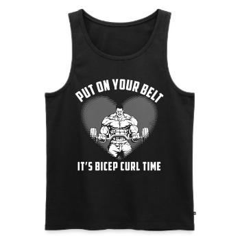 Put On Your Belt. It's Bicep Curl Time - Männer Premium Bio Tank Top - Schwarz - Vorne - AI Model Male 178 light (178cm)