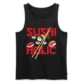 Sushiholic Sushi Rolls Riz et poisson - Débardeur bio Premium Homme - noir - Devant - Michal (187cm)
