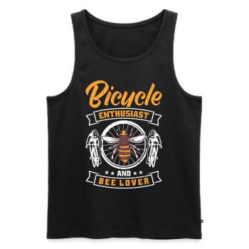 Passionné de vélo et amoureux des abeilles - Débardeur bio Premium Homme - noir - Devant - Michal (187cm)