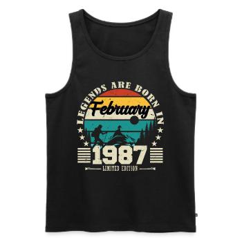 February 1987. Birthday gift February 1987. - Men's Premium Organic Tank Top - black - Front - Michal (187cm)