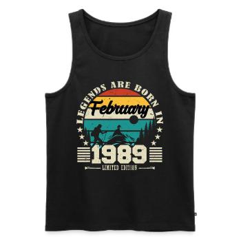 February 1989. Birthday gift February 1989. - Men's Premium Organic Tank Top - black - Front - AI Model Male 178 light (178cm)