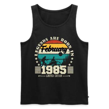 February 1985. Birthday gift February 1985. - Men's Premium Organic Tank Top - black - Front - Michal (187cm)