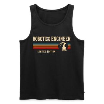 Robot Robotique Ingénieur Rétro - Débardeur bio Premium Homme - noir - Devant - Michal (187cm)