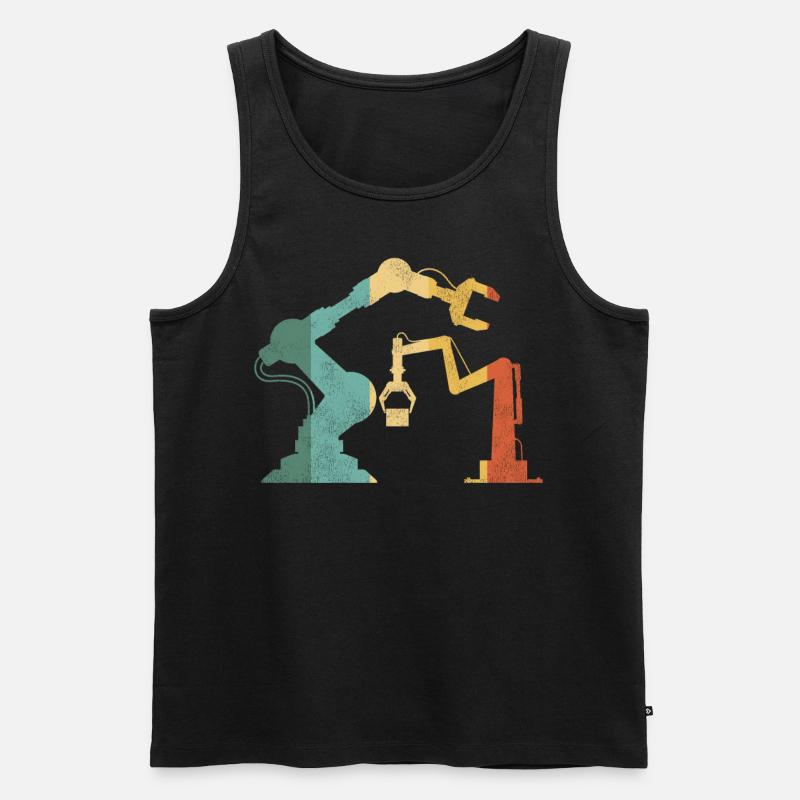 Robot Robotics Engineer Retro - Männer Premium Bio Tank Top - Schwarz