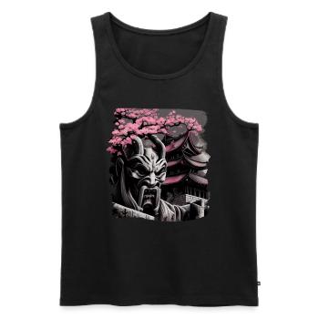 Temple japonais vintage des fleurs de cerisier Sakura - Débardeur bio Premium Homme - noir - Devant - Michal (187cm)
