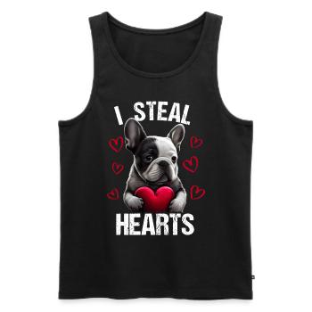 Je vole des cœurs chien Frenchie français bulldog - Débardeur bio Premium Homme - noir - Devant - Michal (187cm)