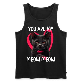 Tu es mon Meow Meow Cat - Débardeur bio Premium Homme - noir - Devant - Michal (187cm)