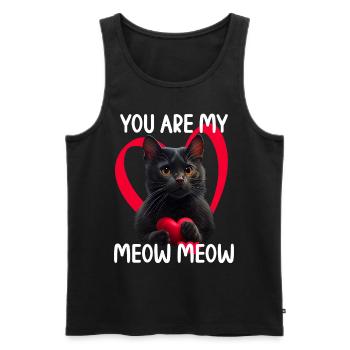 Tu es mon Meow Meow Cat - Débardeur bio Premium Homme - noir - Devant - Michal (187cm)