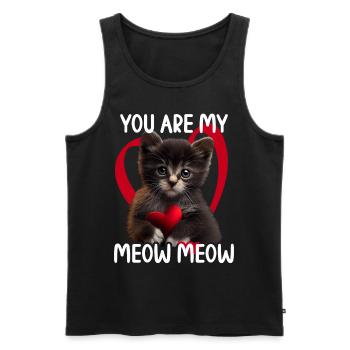 Tu es mon Meow Meow Cat - Débardeur bio Premium Homme - noir - Devant - Michal (187cm)