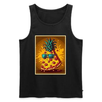 Pizza Ananas Hawaii Restauration rapide d’été Tomates - Débardeur bio Premium Homme - noir - Devant - AI Model Male 178 light (178cm)