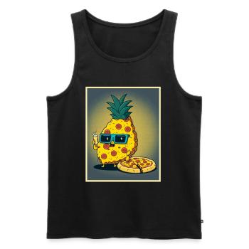 Pizza Ananas Hawaii Restauration rapide d’été Tomates - Débardeur bio Premium Homme - noir - Devant - AI Model Male 178 light (178cm)