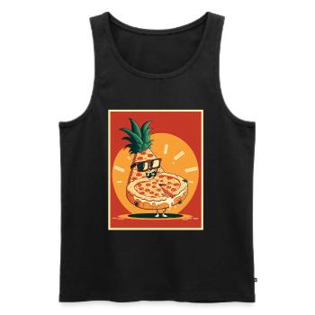 Pizza Ananas Hawaii Restauration rapide d’été Tomates - Débardeur bio Premium Homme - noir - Devant - AI Model Male 178 light (178cm)