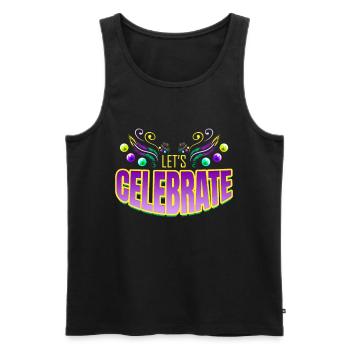 Lettering Let's Celebrate For Mardi Gras - Men's Premium Organic Tank Top - black - Front - Michal (187cm)