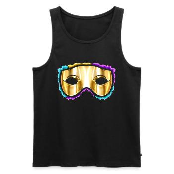 Masque jaune doré pour Mardi Gras - Débardeur bio Premium Homme - noir - Devant - Michal (187cm)