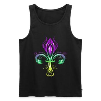 Fleur de Lis avec dégradé de couleurs en or, vert - Débardeur bio Premium Homme - noir - Devant - AI Model Male 178 light (178cm)