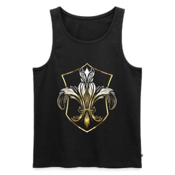 Armoiries d’or avec Fleur De Lis Mardi Gras - Débardeur bio Premium Homme - noir - Devant - Michal (187cm)