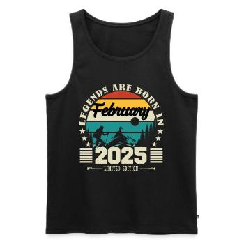février 2025. Cadeau d'anniversaire février 2025. - Débardeur bio Premium Homme - noir - Devant - Michal (187cm)