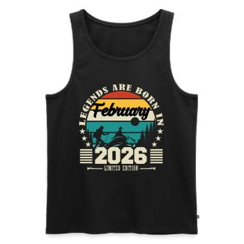February 2026. Birthday gift February 2026. - Men's Premium Organic Tank Top - black - Front - AI Model Male 178 light (178cm)