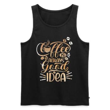 Le café, le café est toujours une bonne idée, en disant - Débardeur bio Premium Homme - noir - Devant - AI Model Male 178 light (178cm)