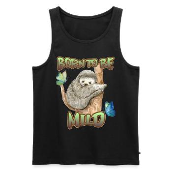 Sloth, funny saying, born-to-be-mild - Men's Premium Organic Tank Top - black - Front - Michal (187cm)