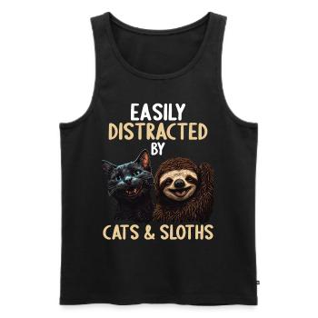 Leicht Ablenkbar durch Katzen Und Faultiere - Männer Premium Bio Tank Top - Schwarz - Vorne - Michal (187cm)
