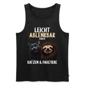 Leicht Ablenkbar durch Katzen Und Faultiere - Männer Premium Bio Tank Top - Schwarz - Vorne - Michal (187cm)