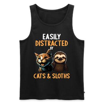 Leicht Ablenkbar durch Katzen Und Faultiere - Männer Premium Bio Tank Top - Schwarz - Vorne - Michal (187cm)