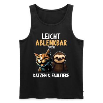 Leicht Ablenkbar durch Katzen Und Faultiere - Männer Premium Bio Tank Top - Schwarz - Vorne - Michal (187cm)