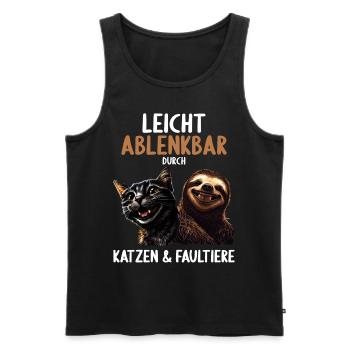 Leicht Ablenkbar durch Katzen Und Faultiere - Männer Premium Bio Tank Top - Schwarz - Vorne - Michal (187cm)