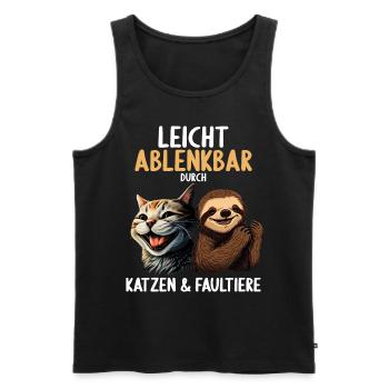 Leicht Ablenkbar durch Katzen Und Faultiere - Männer Premium Bio Tank Top - Schwarz - Vorne - Michal (187cm)