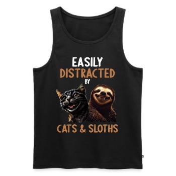 Leicht Ablenkbar durch Katzen Und Faultiere - Männer Premium Bio Tank Top - Schwarz - Vorne - Michal (187cm)