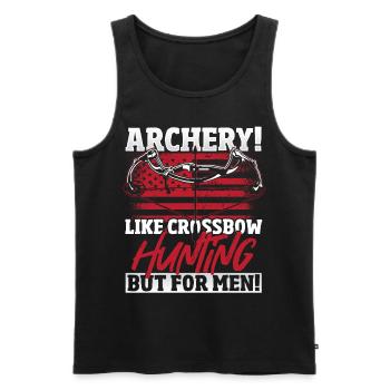 Archerie! Comme la chasse à l’arbalète mais pour les hommes! Arc - Débardeur bio Premium Homme - noir - Devant - Michal (187cm)